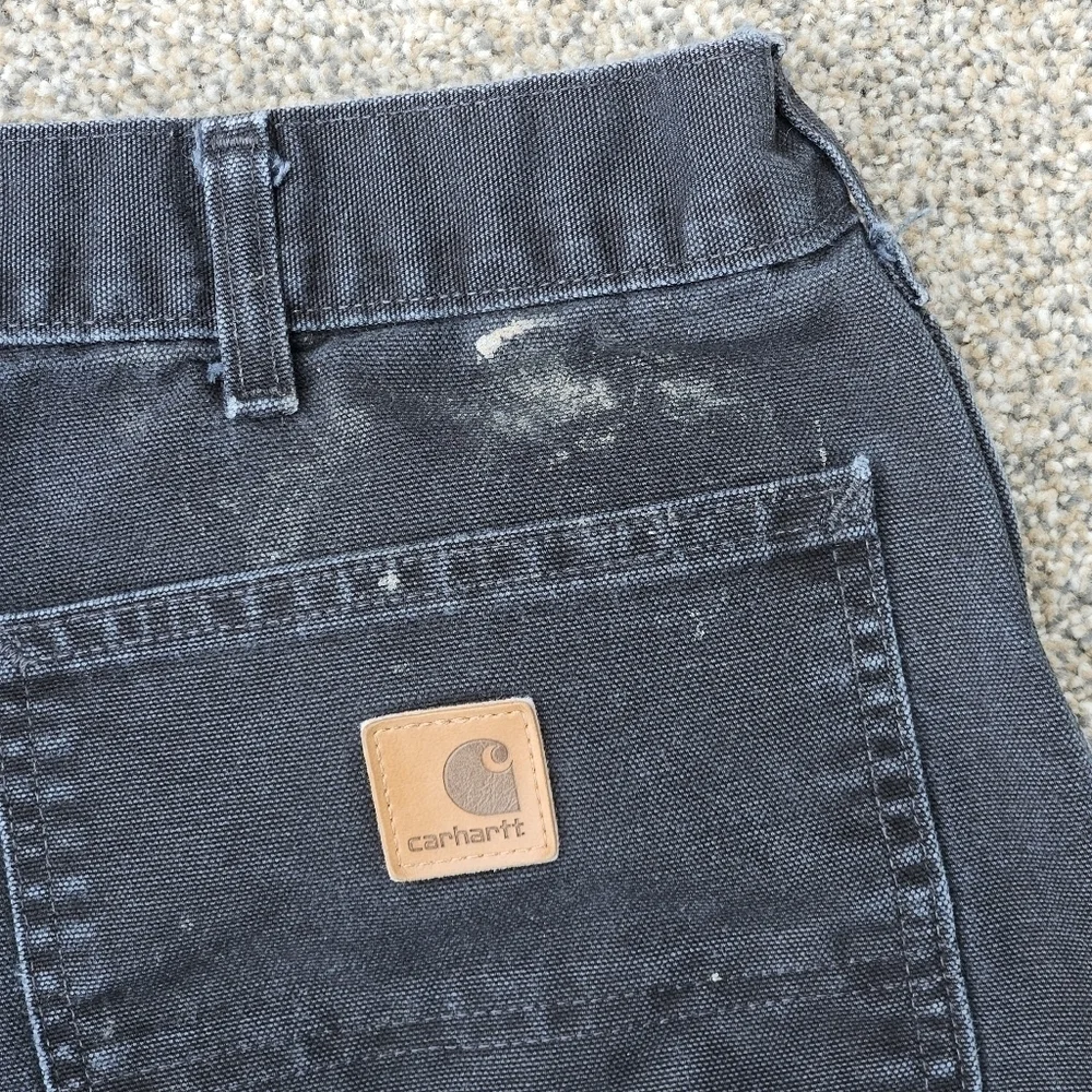 Vintage Carhartt Cargo Pants Black Dungaree Fit Distressed B11 BLK Mens 38x32